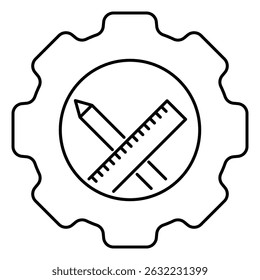 setting crossed pencil and ruler icon vector on white background