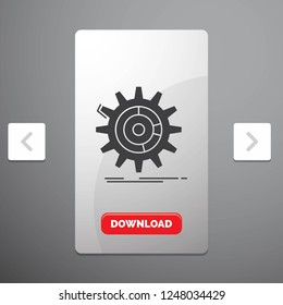 setting, data, management, process, progress Glyph Icon in Carousal Pagination Slider Design & Red Download Button