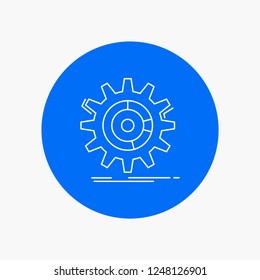setting, data, management, process, progress White Line Icon in Circle background. vector icon illustration