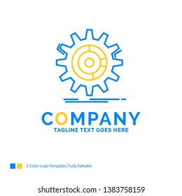 setting, data, management, process, progress Blue Yellow Business Logo template. Creative Design Template Place for Tagline.