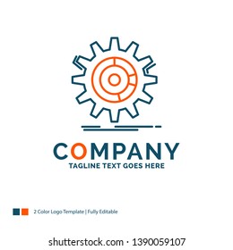 setting, data, management, process, progress Logo Design. Blue and Orange Brand Name Design. Place for Tagline. Business Logo template.