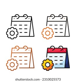 Setting date icon design in four variation color