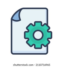 setting document file paper page configuration single isolated icon with filled line style