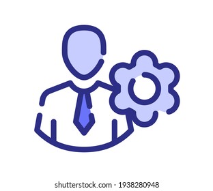 setting employee gear single isolated icon with dash or dashed line style