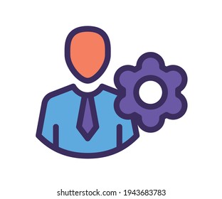 setting employee gear single isolated icon with filled line style