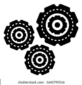 Setting engineering symbol in black color factory construction element. Cogwheel manufacturing object isolated on white. Mechanic technician equipment or development tool system for process vector
