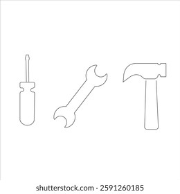 A Setting equipment screw hammer and key 