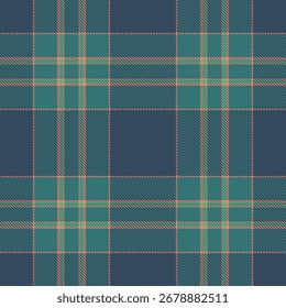 Setting fabric texture check, guy background pattern textile. Holiday vector tartan seamless plaid in teal and blue colors palette.