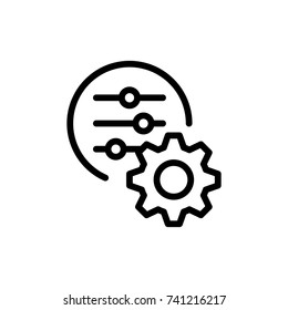 Setting flat icon. Single high quality outline symbol of gear for web design or mobile app. Thin line signs of tool for design logo, visit card, etc. Outline logo of option