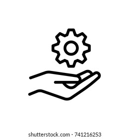 Setting flat icon. Single high quality outline symbol of gear for web design or mobile app. Thin line signs of tool for design logo, visit card, etc. Outline logo of option