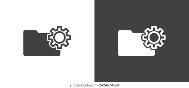 Setting Folder icon. Folder file flat icon. File error report icon. Folder attention sign with setting mark icon. The attention symbol. Flat folder Vector illustration. 