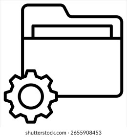 Setting Folder Outline Icon Vector Illustration