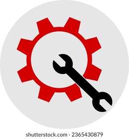 Setting gear adjustable wrench, business badge icon. Simple glyph flat vector of business icons and website or mobile application