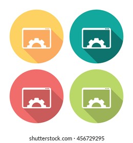 Setting Gear App Flat Style Design Icons Set