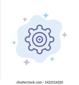 Setting, Gear Blue Icon on Abstract Cloud Background
