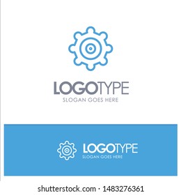 Setting, Gear Blue Outline Logo Place for Tagline