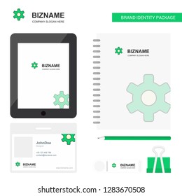 Setting gear  Business Logo, Tab App, Diary PVC Employee Card and USB Brand Stationary Package Design Vector Template