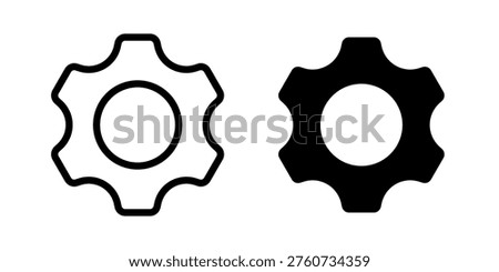 Setting gear cogwheel icon black fill and outline editable stroke. Vector