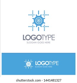 Setting, Gear, Computing, Line Blue Logo vector