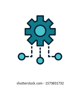 setting gear connection internet of things line and fill icon vector illustration