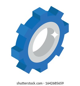Setting gear icon in isometric style, editable vector.