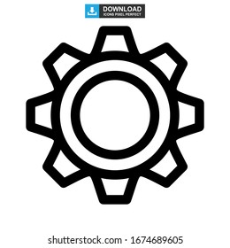 ilustración vectorial del símbolo de señal aislado del icono del engranaje o logotipo: iconos vectoriales de estilo negro de alta calidad
