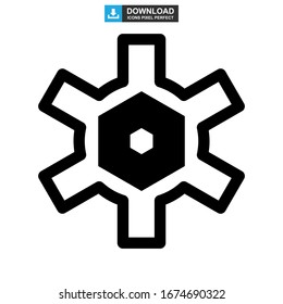 ilustración vectorial del símbolo de señal aislado del icono del engranaje o logotipo: iconos vectoriales de estilo negro de alta calidad

