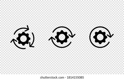 Setting gear icon. Machine gear symbol. Vector on isolated transparent background. EPS 10