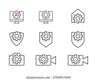 Ajuste del icono del engranaje símbolo de la muestra del logotipo Plantilla de Ilustración vectorial de diseño