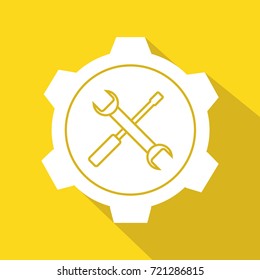 setting gear icon, Vector illustration flat design with long shadow