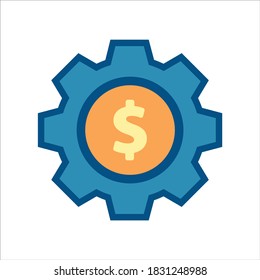 indicador de icono de ajuste. ajuste de equipo con icono de dinero .concepto vectorial de estilo de diseño plano