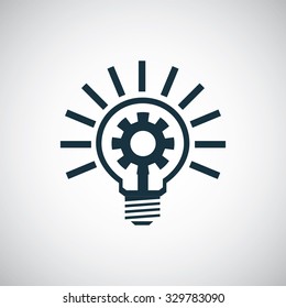 setting gear light bulb icon, on white background