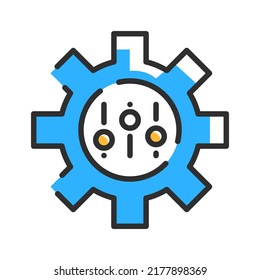 Ajuste del icono de la línea de engranajes. botón de configuración de la aplicación. Logo de configuración de la opción de ayuda. Concepto de iluminación de vectores