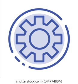 Setting, Gear, Logistic, Global Blue Dotted Line Line Icon