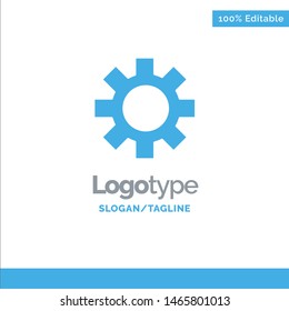 Setting, Gear, Logistic, Global Blue Solid Logo Template. Place for Tagline. Vector Icon Template background