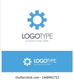 Setting, Gear, Logistic, Global Blue Solid Logo with place for tagline. Vector Icon Template background