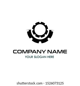 Setting, Gear, Logistic, Global Blue Solid Logo with place for tagline. Vector Icon Template background