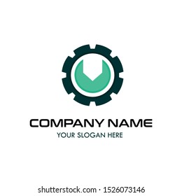 Setting, Gear, Logistic, Global Blue Solid Logo with place for tagline. Vector Icon Template background