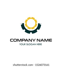 Setting, Gear, Logistic, Global Blue Solid Logo with place for tagline. Vector Icon Template background