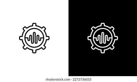setting gear logo audio sound wave technology outline icon design
