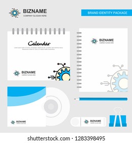 Setting gear  Logo, Calendar Template, CD Cover, Diary and USB Brand Stationary Package Design Vector Template