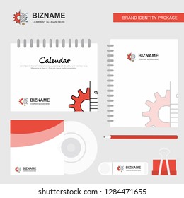 Setting gear Logo, Calendar Template, CD Cover, Diary and USB Brand Stationary Package Design Vector Template