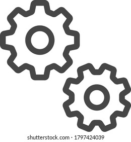 Setting, Gear, Tool, Cog Flat Web Mobile Icon Vector Sign Symbol Button Element Silhouette isolated on white background.