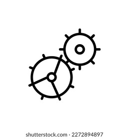 Ajuste o icono del vector de engranajes, estilo de contorno, aislado en fondo blanco.