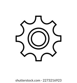 Ajuste o icono del vector de engranajes, estilo de esquema, aislado en fondo blanco.