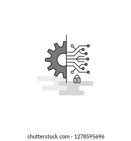 Setting gear Web Icon. Flat Line Filled Gray Icon Vector