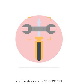Setting, Gear, Wrench, Screw Abstract Circle Background Flat color Icon