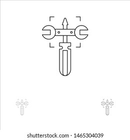 Setting, Gear, Wrench, Screw Bold and thin black line icon set. Vector Icon Template background