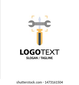 Setting, Gear, Wrench, Screw Business Logo Template. Flat Color