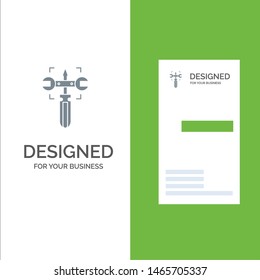 Setting, Gear, Wrench, Screw Grey Logo Design and Business Card Template. Vector Icon Template background